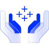 Hands supporting plus symbols