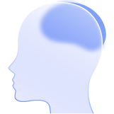 A silhouette of a head and brain