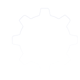 A downward trending line graph with a cog