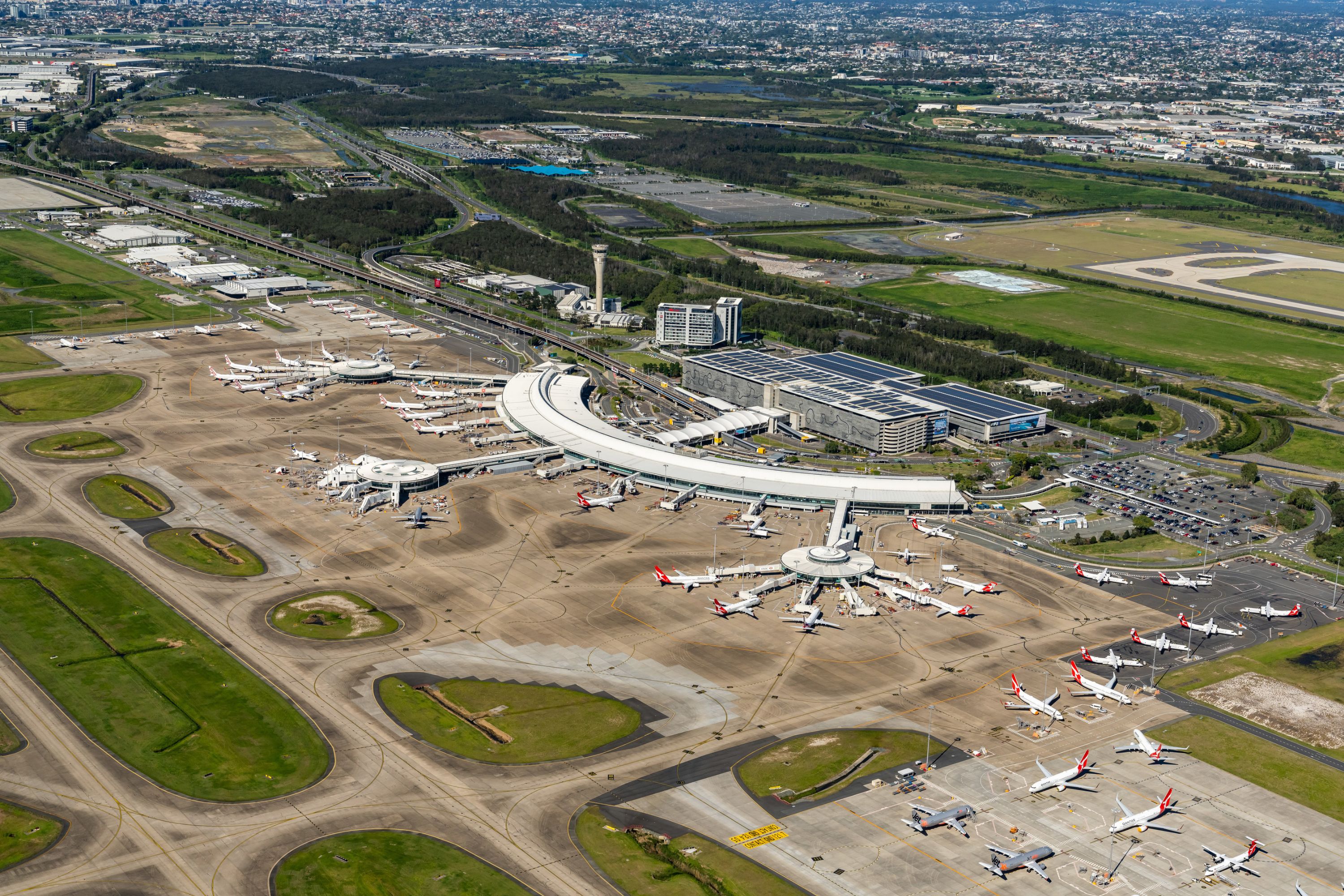 Aerial view of Brisbane Airport