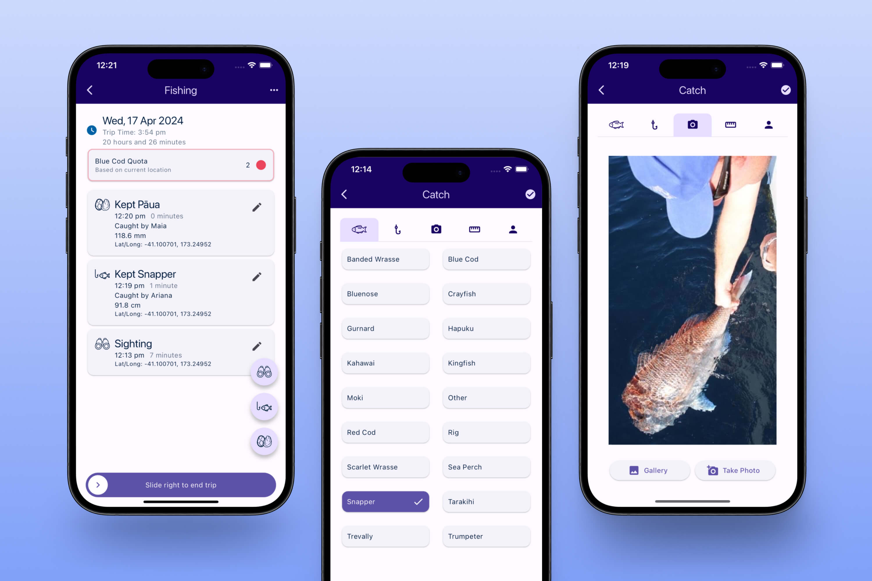 Screens of Mainland Catch app