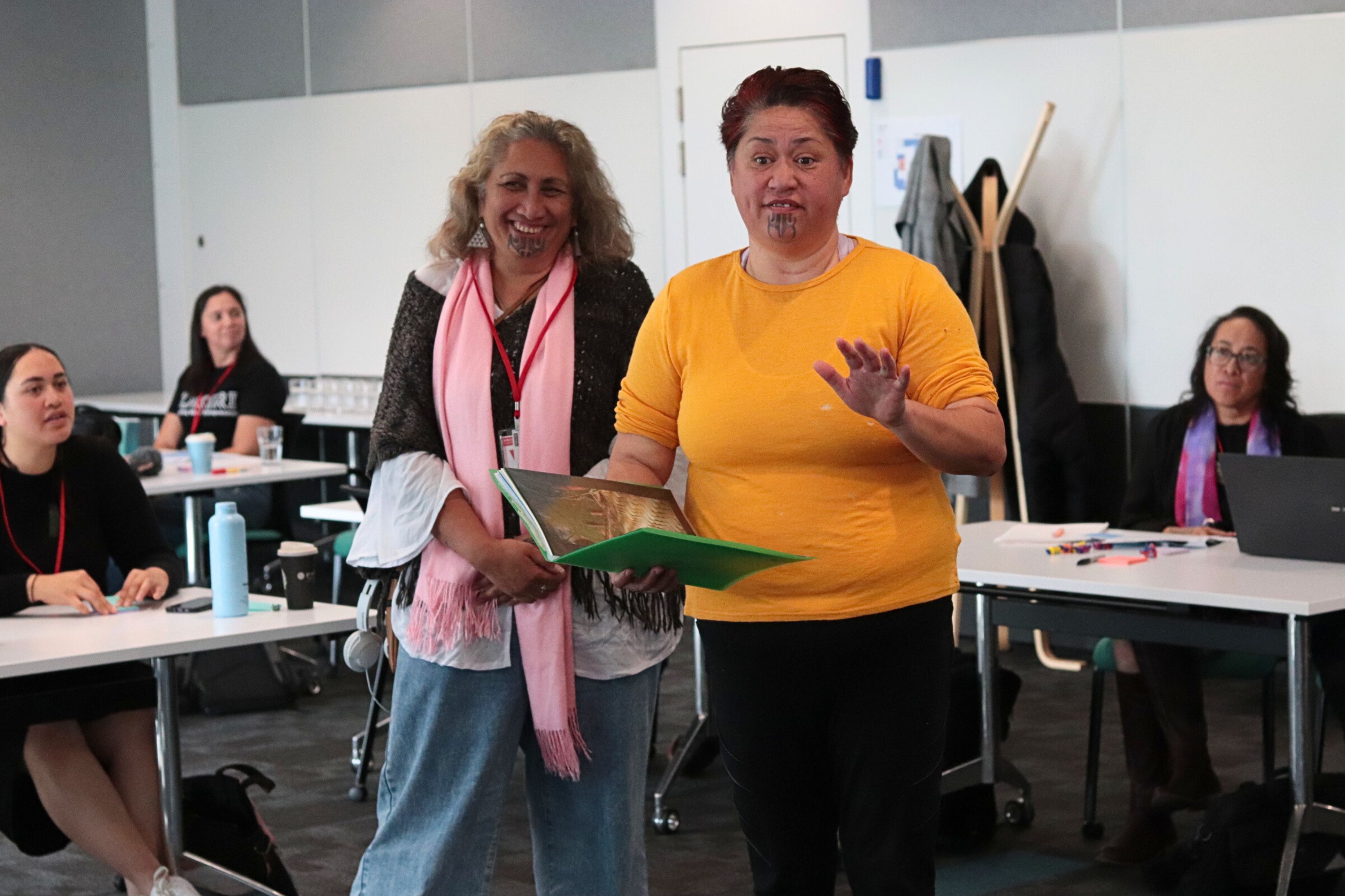 Erana Roa and Pania Roa presenting