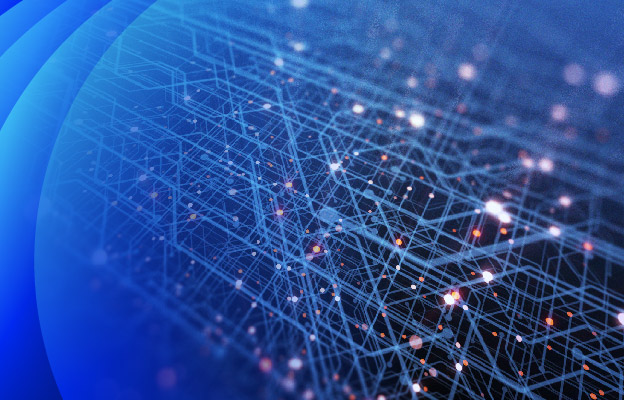 A high tech pattern of digital circuit network connections