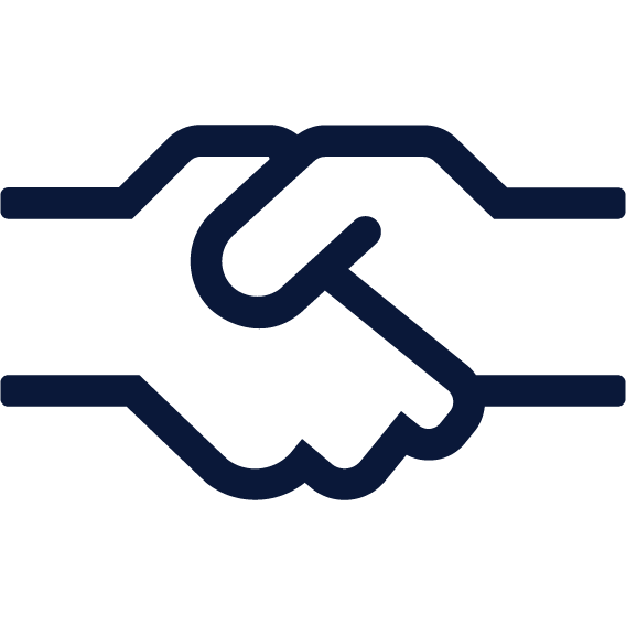 An illustrsted icon of two hands shaking