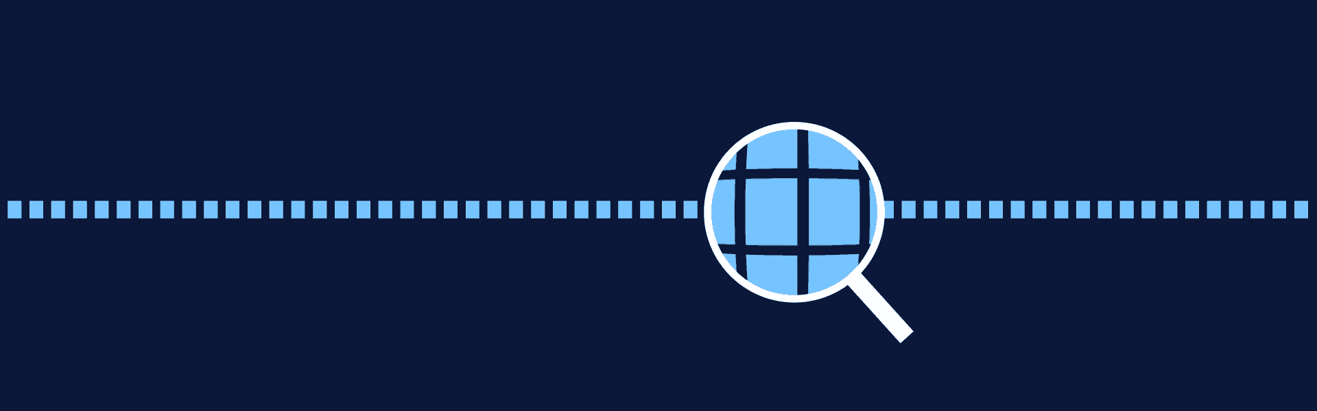 Magnifying glass searching through data