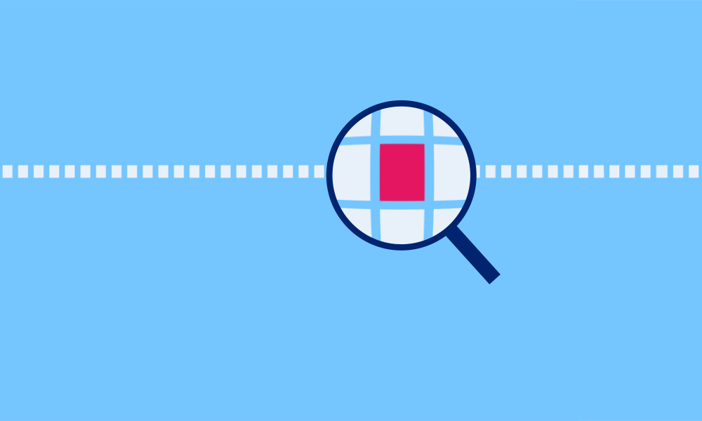 Magnifying glass searching through data